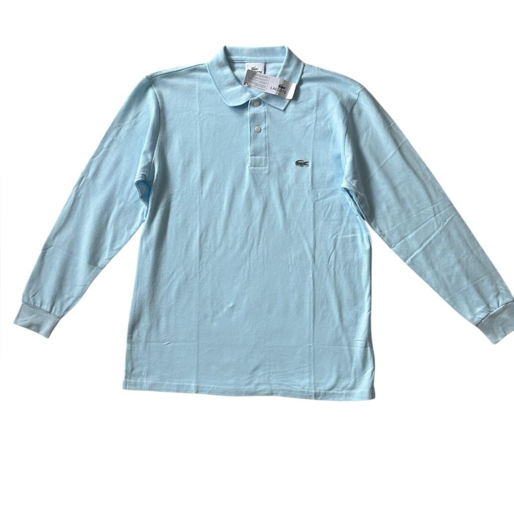 Lacoste Preppy L1212 Long Sleeve Polo Shirt Baby Blue 100 Cotton Sz M 5 New